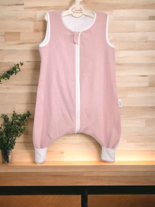 Muślinowy Śpiworek z nogawkami -kolor -Pudrowy Róż