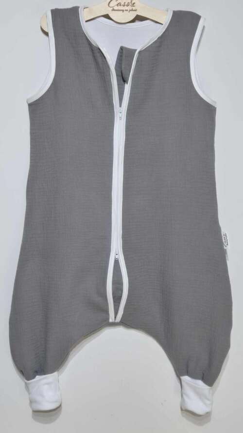 Muślinowy Śpiworek z nogawkami -kolor -Ciemno szary