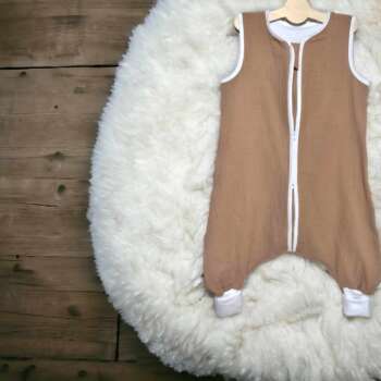 Muślinowy Śpiworek z nogawkami -kolor -Ciemny Beż