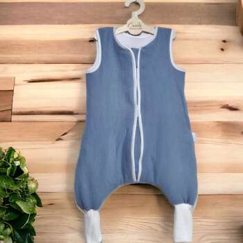 Muślinowy Śpiworek z nogawkami -kolor -Jeans