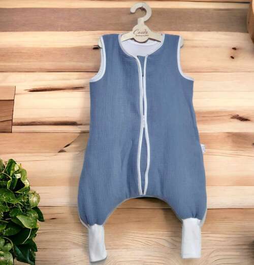 Muślinowy Śpiworek z nogawkami -kolor -Jeans