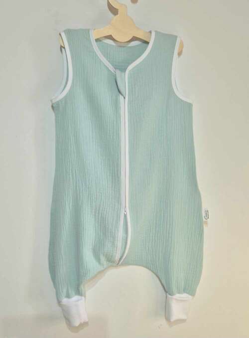 Muślinowy Śpiworek z nogawkami -kolor-Miętowy