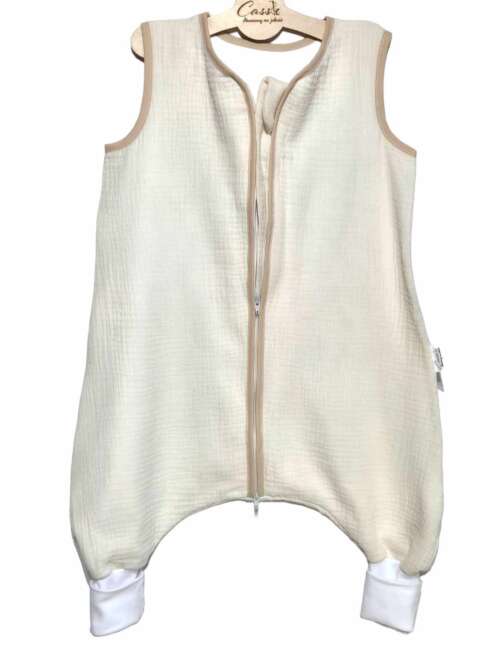 Muślinowy Śpiworek z nogawkami -kolor-Kremowy