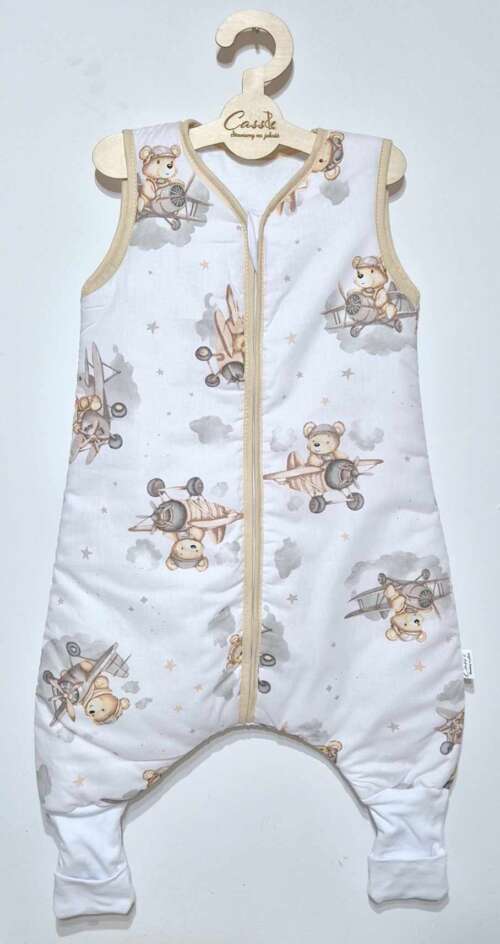 Śpiworek z nogawkami wzór-Lotnik akrobata-Beżowy