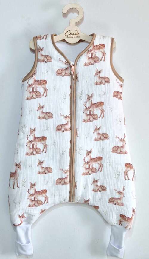 Muślinowy Śpiworek z nogawkami -wzór- Sarenki