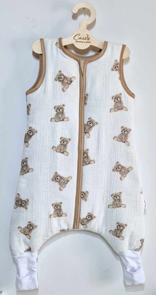 Muślinowy Śpiworek z nogawkami -wzór- Tedy