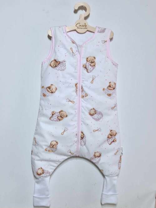 Śpiworek z nogawkami wzór-Misie -pudrowe