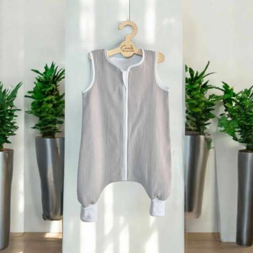 Muślinowy Śpiworek z nogawkami -kolor -Jasno szary