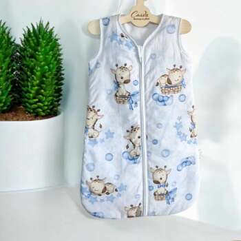 Śpiworek KLASYCZNY   wzór Żyrafa Niebieska