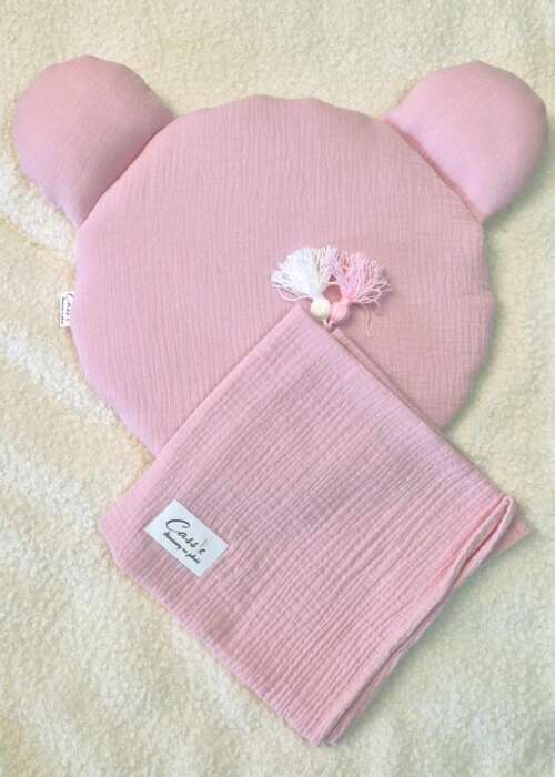 Kocyk/otulacz z podusią lub bez -kolor Pudrowy róż