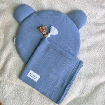 Kocyk/otulacz z podusią lub bez -kolor Jeans