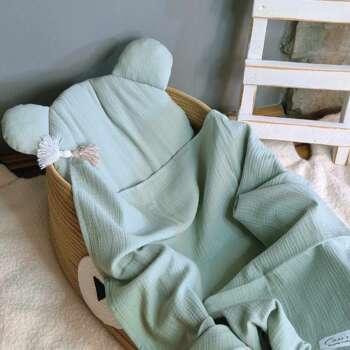 Kocyk/otulacz z podusią lub bez -kolor Szałwia