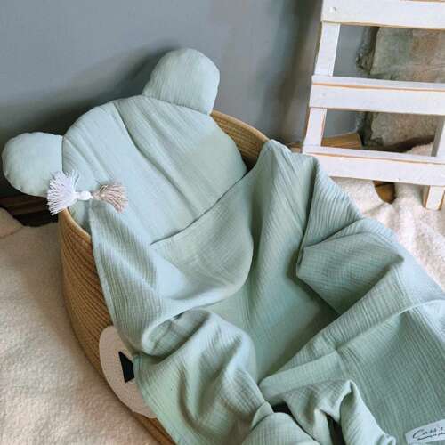 Kocyk/otulacz z podusią lub bez -kolor Szałwia