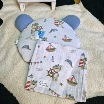 Kocyk/otulacz z podusią lub bez-wzór Marynarz