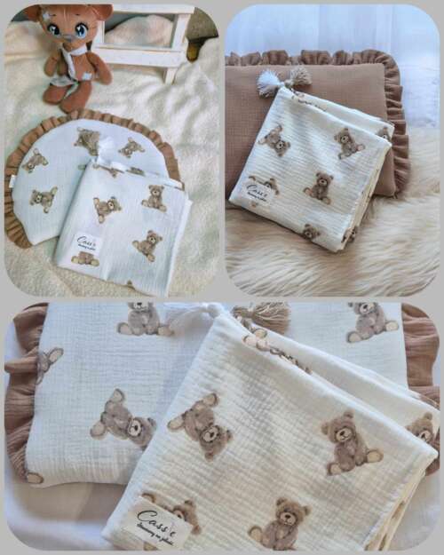 Kocyk/otulacz z podusią lub bez-wzór Misie