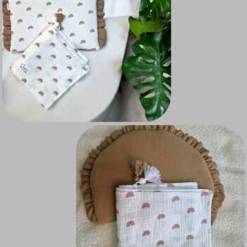 Kocyk/otulacz z podusią lub bez-wzór Tęcze