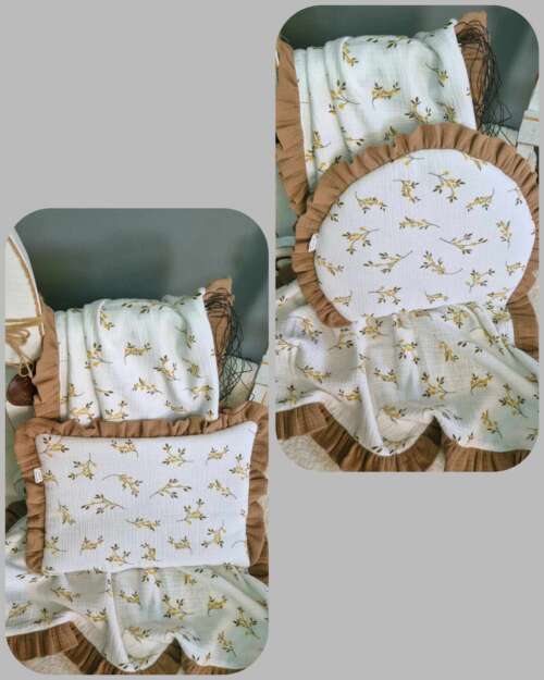 Kocyk/otulacz z podusią lub bez-wzór Gałązka z falbanami