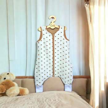 Muślinowy Śpiworek z nogawkami -wzór- Serduszka