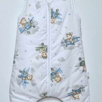 Śpiworek z nogawkami wzór-Lotnik akrobata-Niebieski