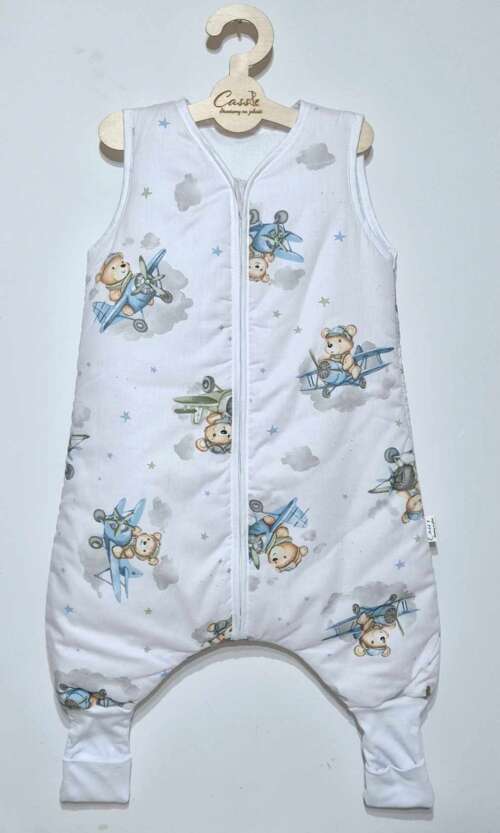 Śpiworek z nogawkami wzór-Lotnik akrobata-Niebieski