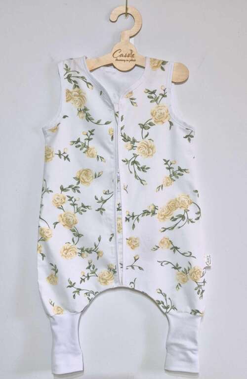 Śpiworek z nogawkami wzór- Różyczki żółte