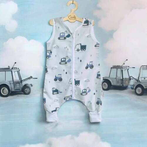 Śpiworek z nogawkami wzór-Traktory Niebieskie