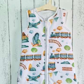 Śpiworek KLASYCZNY   wzór Lokomotywa kolorowa