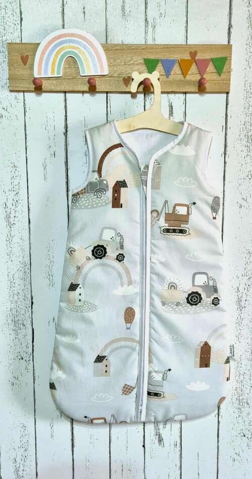 Śpiworek KLASYCZNY   wzór Traktory szare