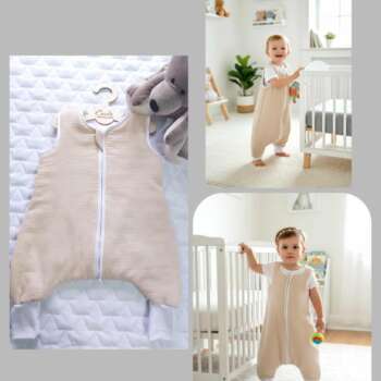 PROMOCJA!-MUŚLINOWY Śpiworek z nogawkami rozm. 80+ (kolor Beż)