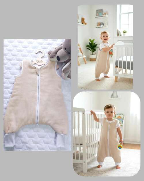 PROMOCJA!-MUŚLINOWY Śpiworek z nogawkami rozm. 80+ (kolor Beż)