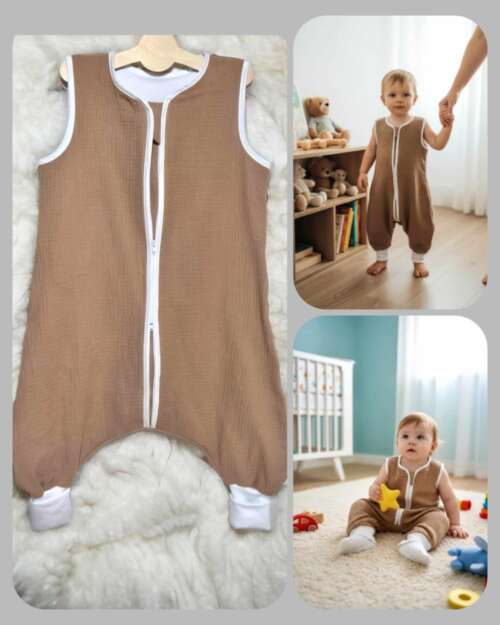 PROMOCJA!-MUŚLINOWY Śpiworek z nogawkami rozm. 80+ (kolor Beż)